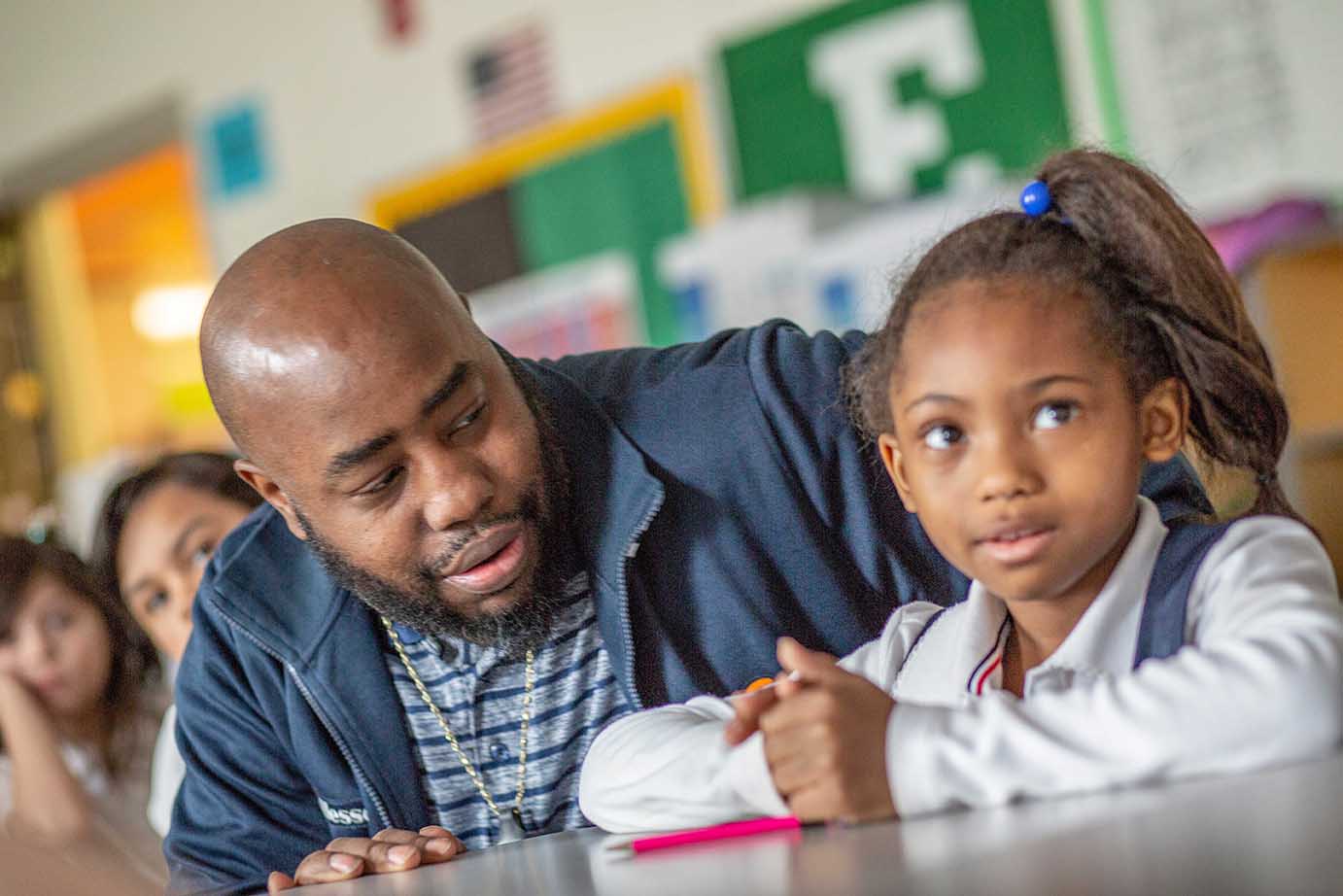  Father working with daughter
